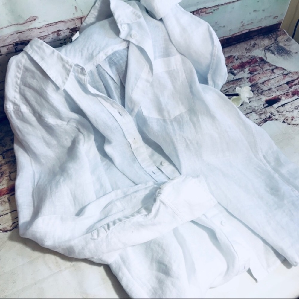 J Crew White Linen Shirt XL Just Like NEW